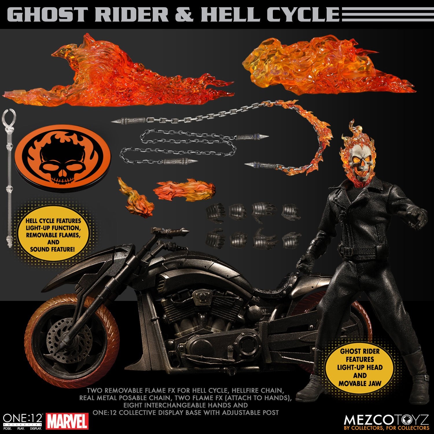 GHOST RIDER HELL CYCLE ONE 12 COLLECTION ACTION FIGURE SET