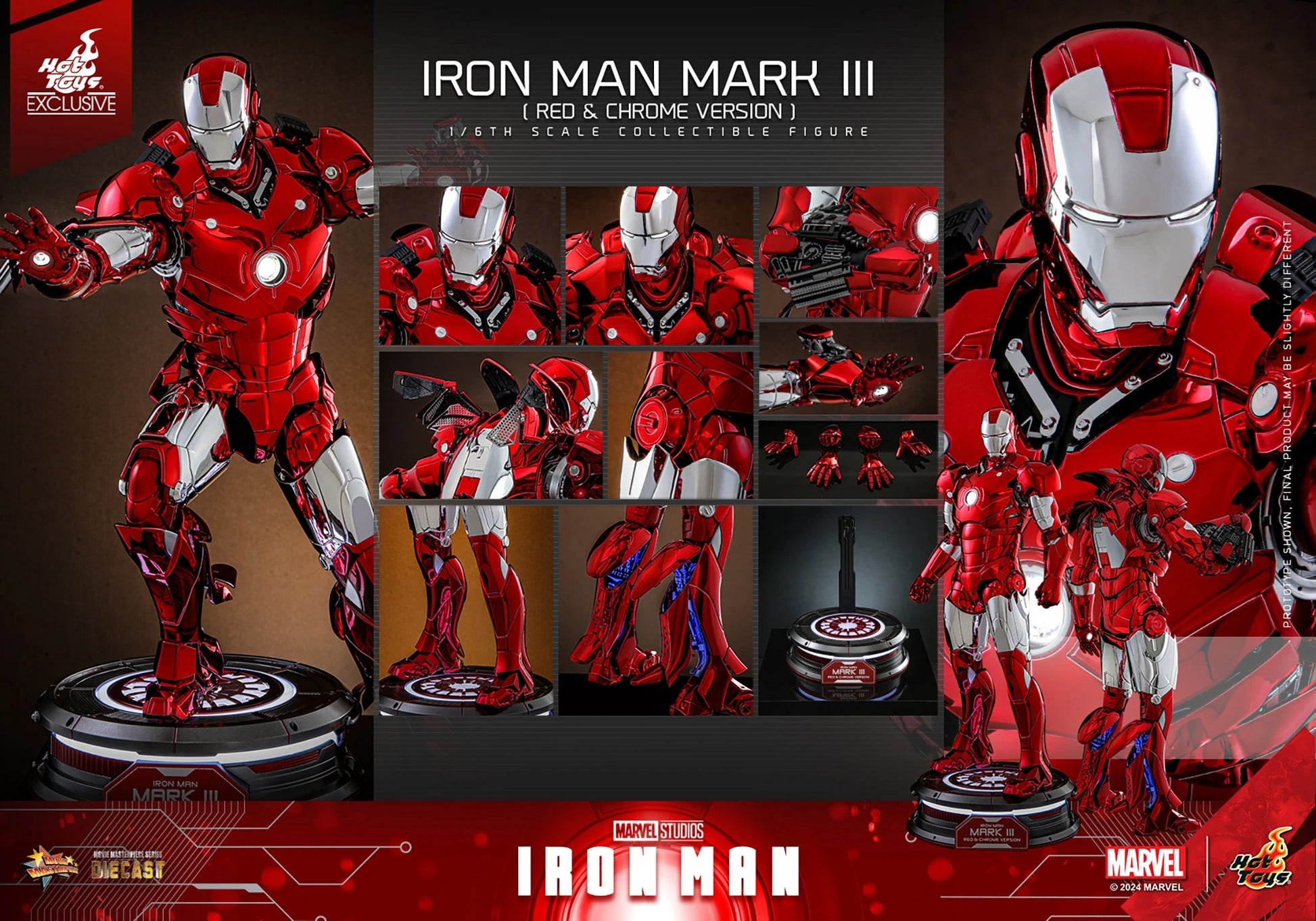 HOTTOYS IRON MAN MARK III (RED & CHROME VERSION) 1/6