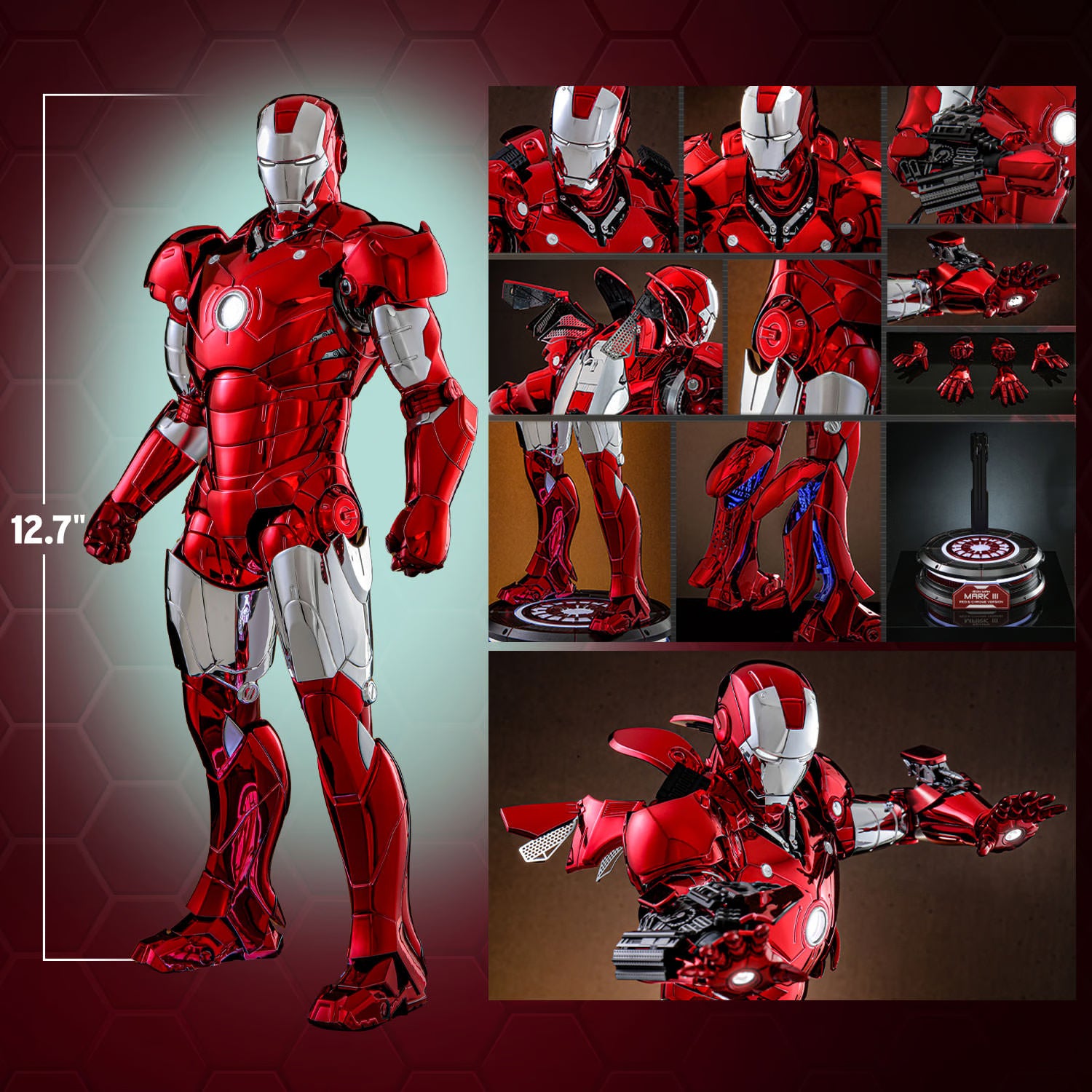 HOTTOYS IRON MAN MARK III (RED & CHROME VERSION) 1/6
