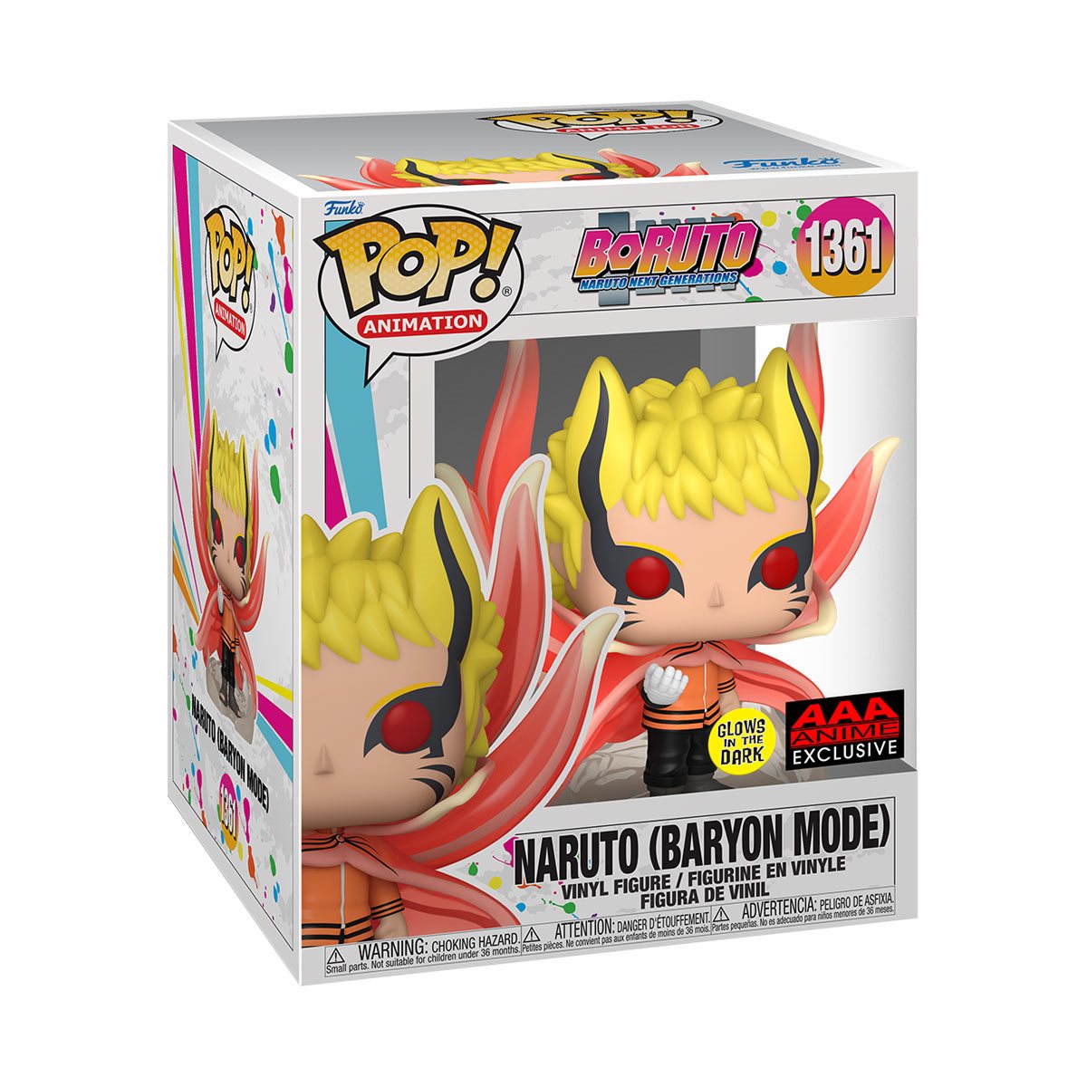 Funko Pop Boruto: Naruto Next Generations Naruto Baryon Mode Glow-in-the-Dark 6&quot; #1361 - AAA Anime Exclusive