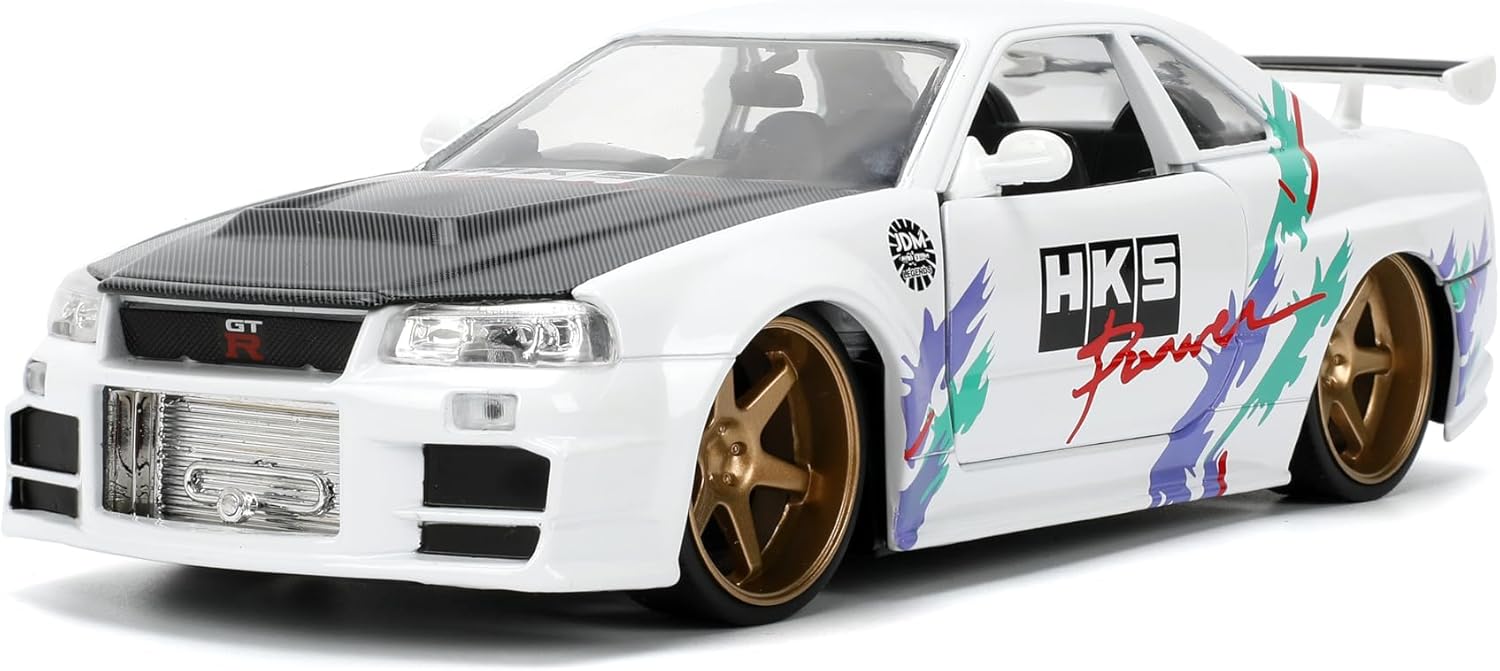 JDM Tuners 2002 Nissan Skyline GT-R R34 Glossy White 124 Scale Die-Cast Met