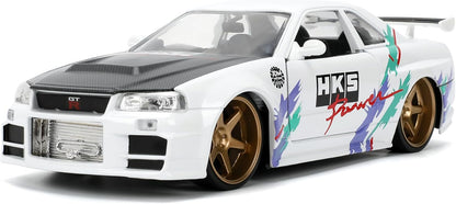 JDM Tuners 2002 Nissan Skyline GT-R R34 Glossy White 124 Scale Die-Cast Met