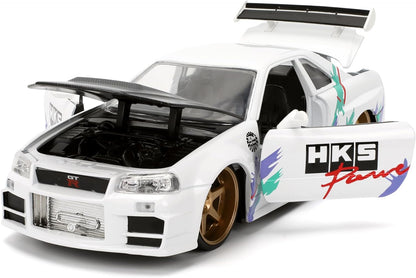 JDM Tuners 2002 Nissan Skyline GT-R R34 Glossy White 124 Scale Die-Cast Met