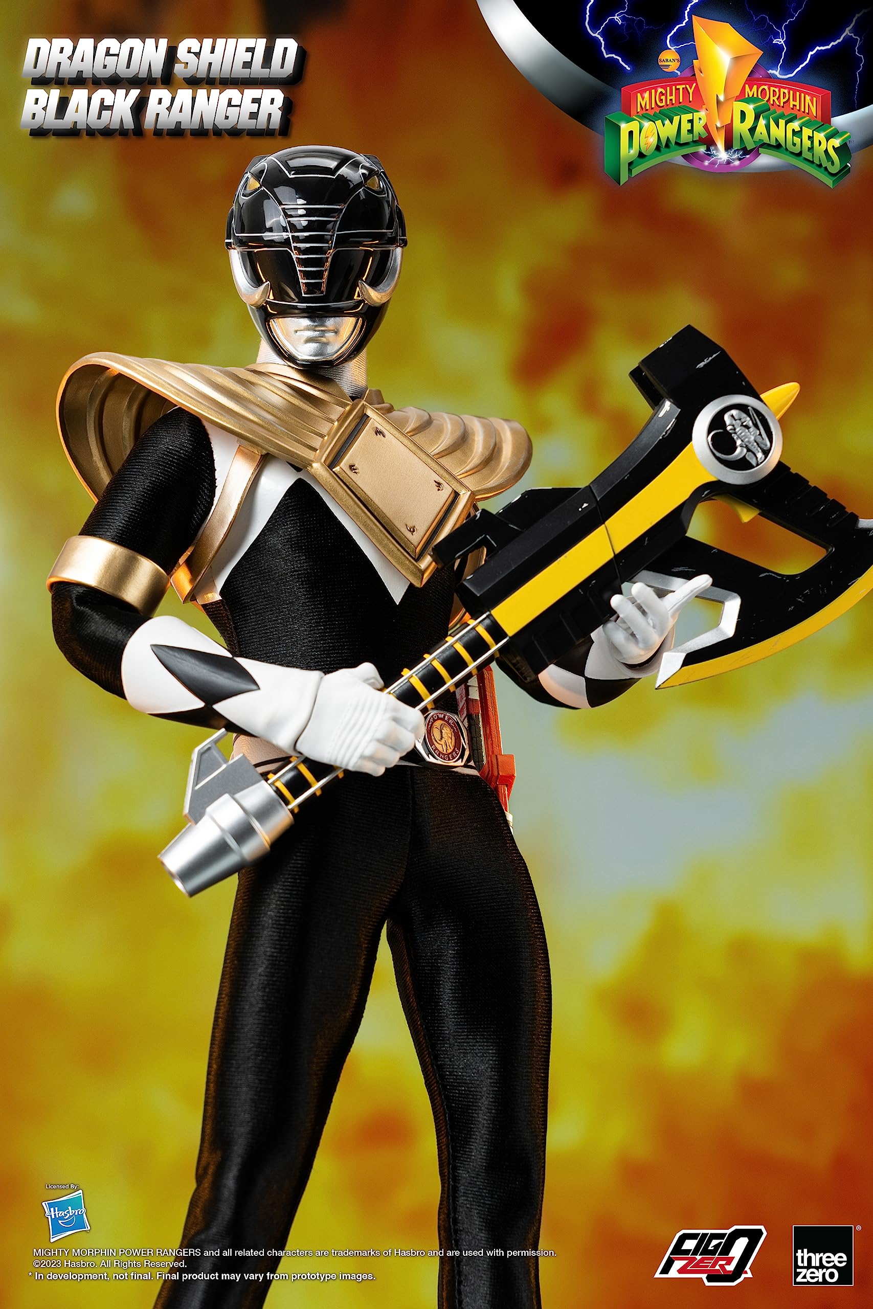 MIGHTY MORPHIN POWER RANGERS FIGZERO DRAGON SHIELD BLACK RANGER 1/6