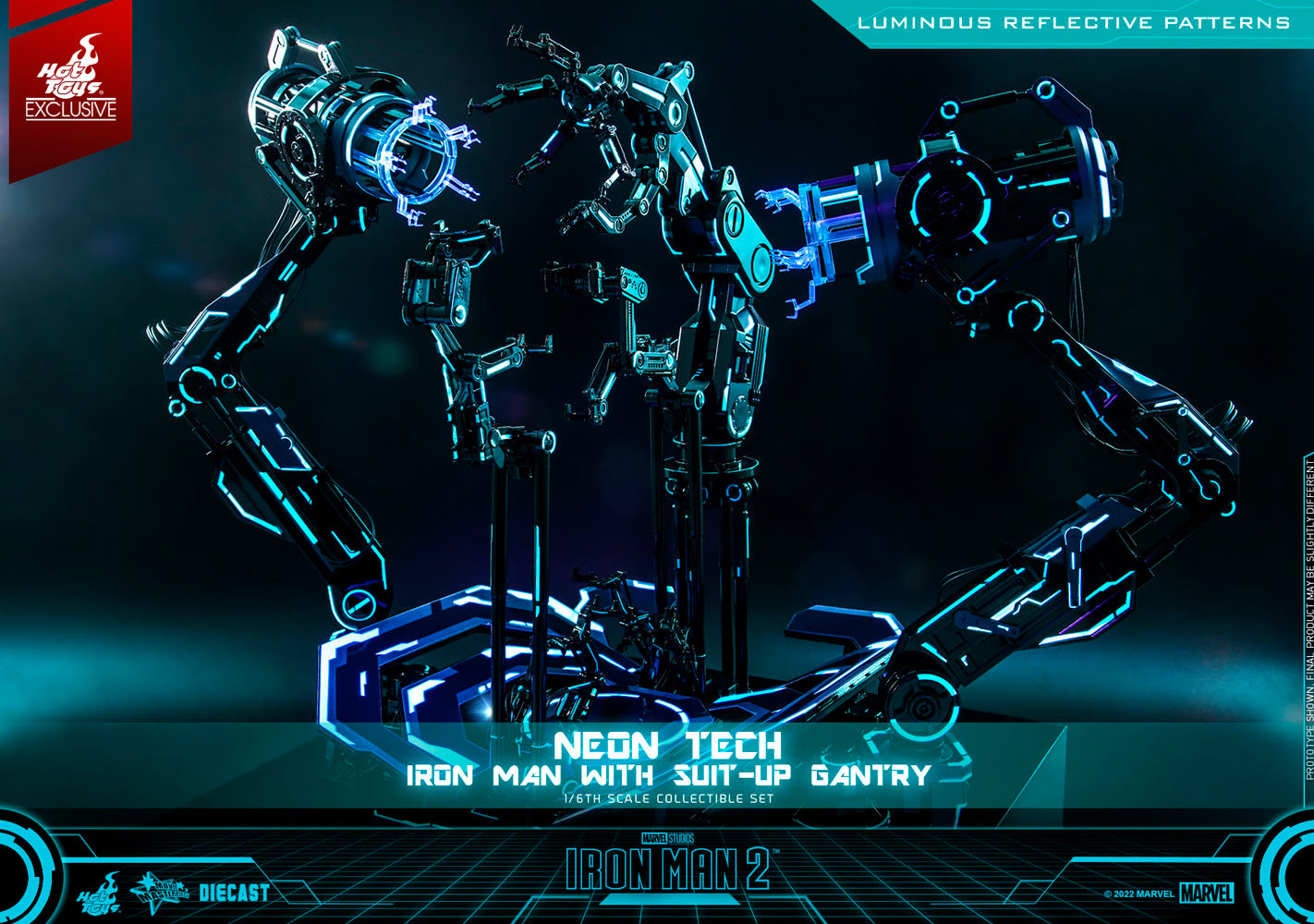 NEON TECH IRON MAN WITH SUIT UP GANTRY