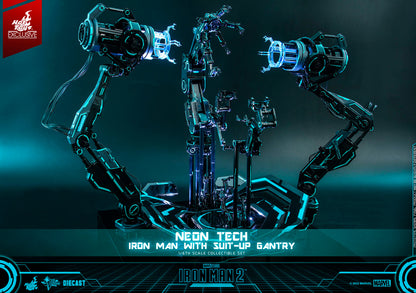 NEON TECH IRON MAN WITH SUIT UP GANTRY