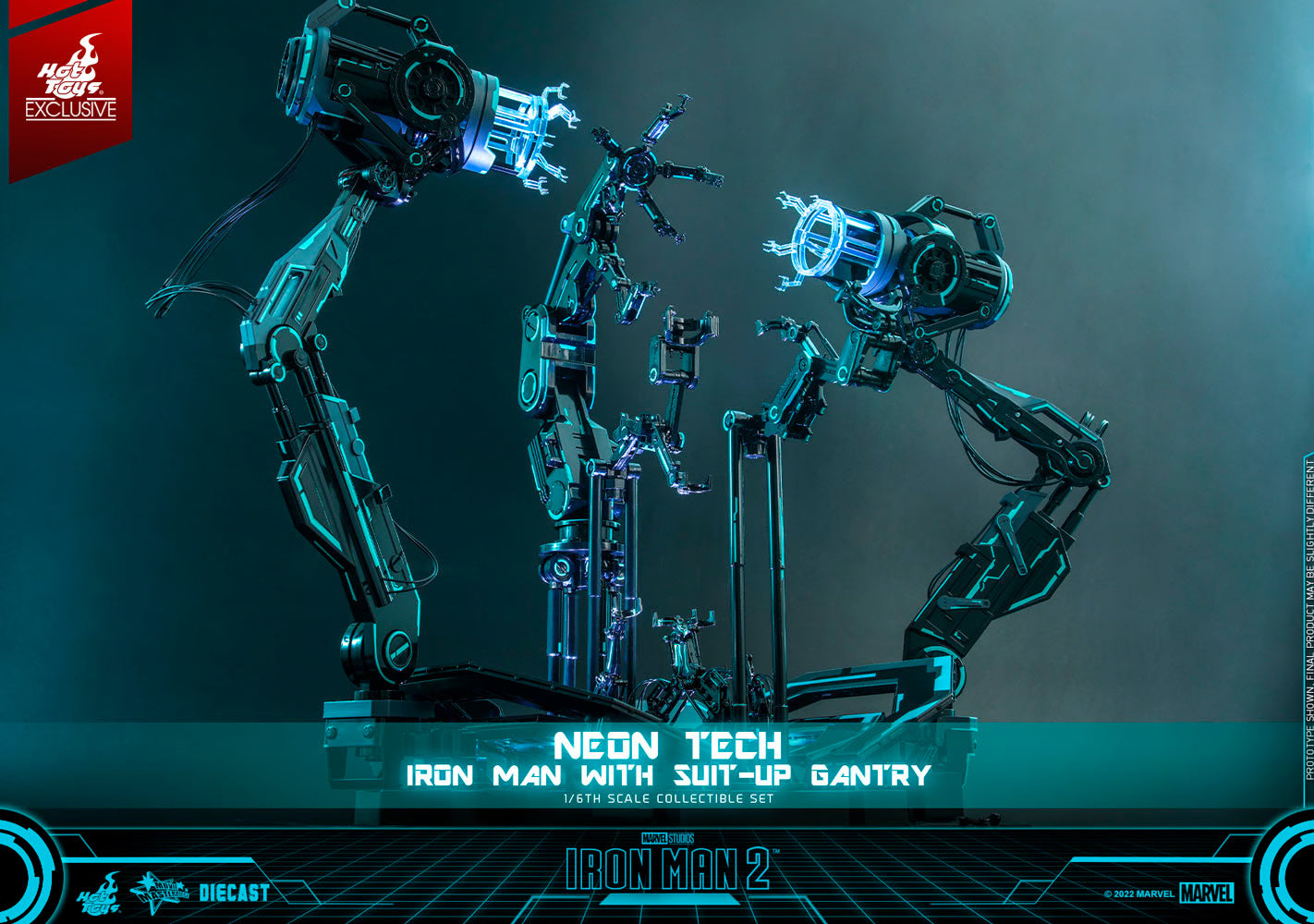 NEON TECH IRON MAN WITH SUIT UP GANTRY