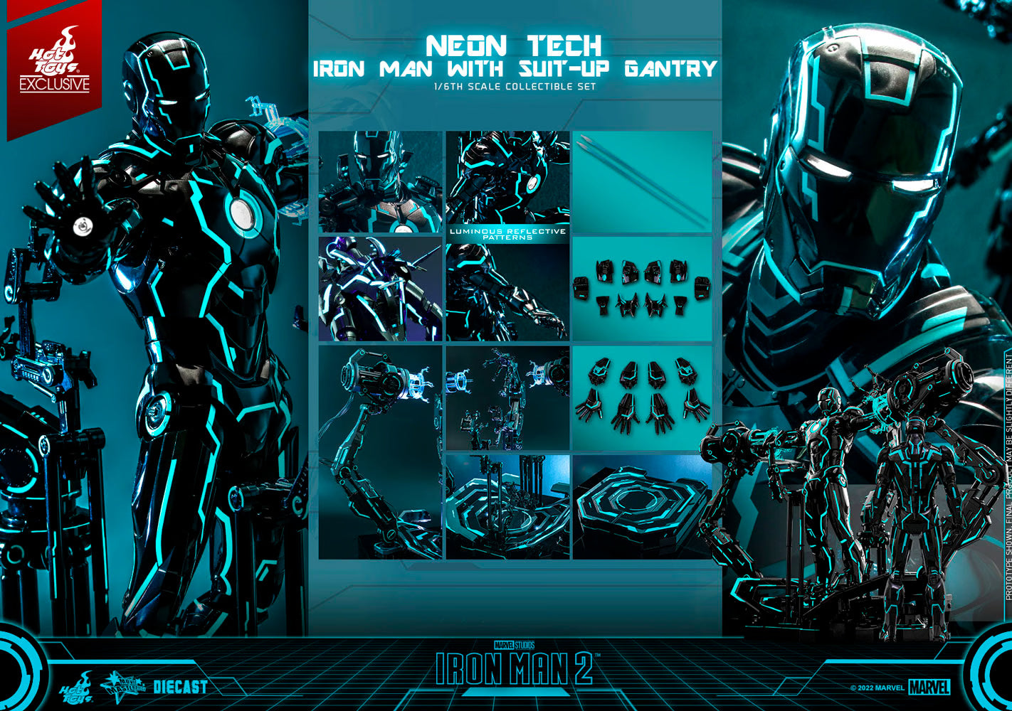 NEON TECH IRON MAN WITH SUIT UP GANTRY