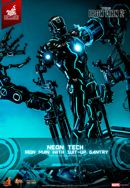 NEON TECH IRON MAN WITH SUIT UP GANTRY