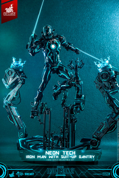 NEON TECH IRON MAN WITH SUIT UP GANTRY