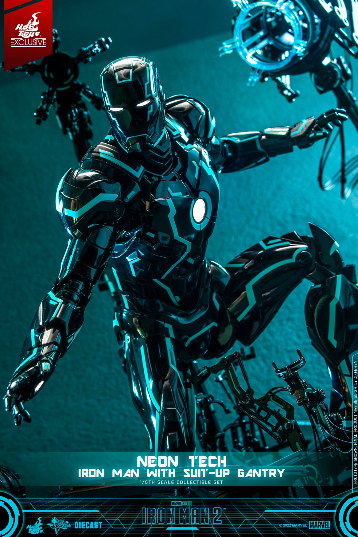 NEON TECH IRON MAN WITH SUIT UP GANTRY