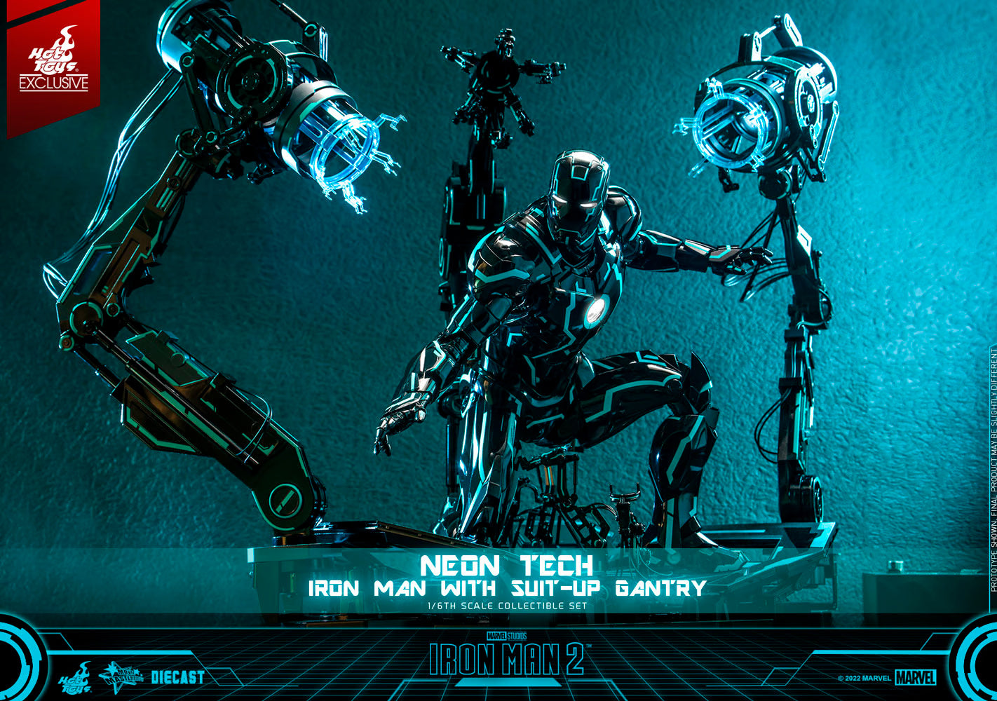 NEON TECH IRON MAN WITH SUIT UP GANTRY