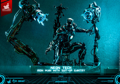 NEON TECH IRON MAN WITH SUIT UP GANTRY