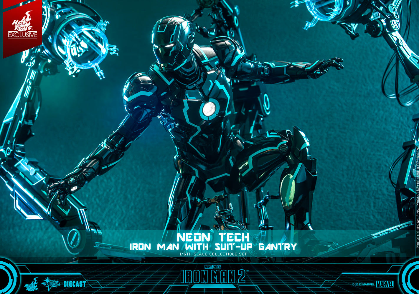 NEON TECH IRON MAN WITH SUIT UP GANTRY