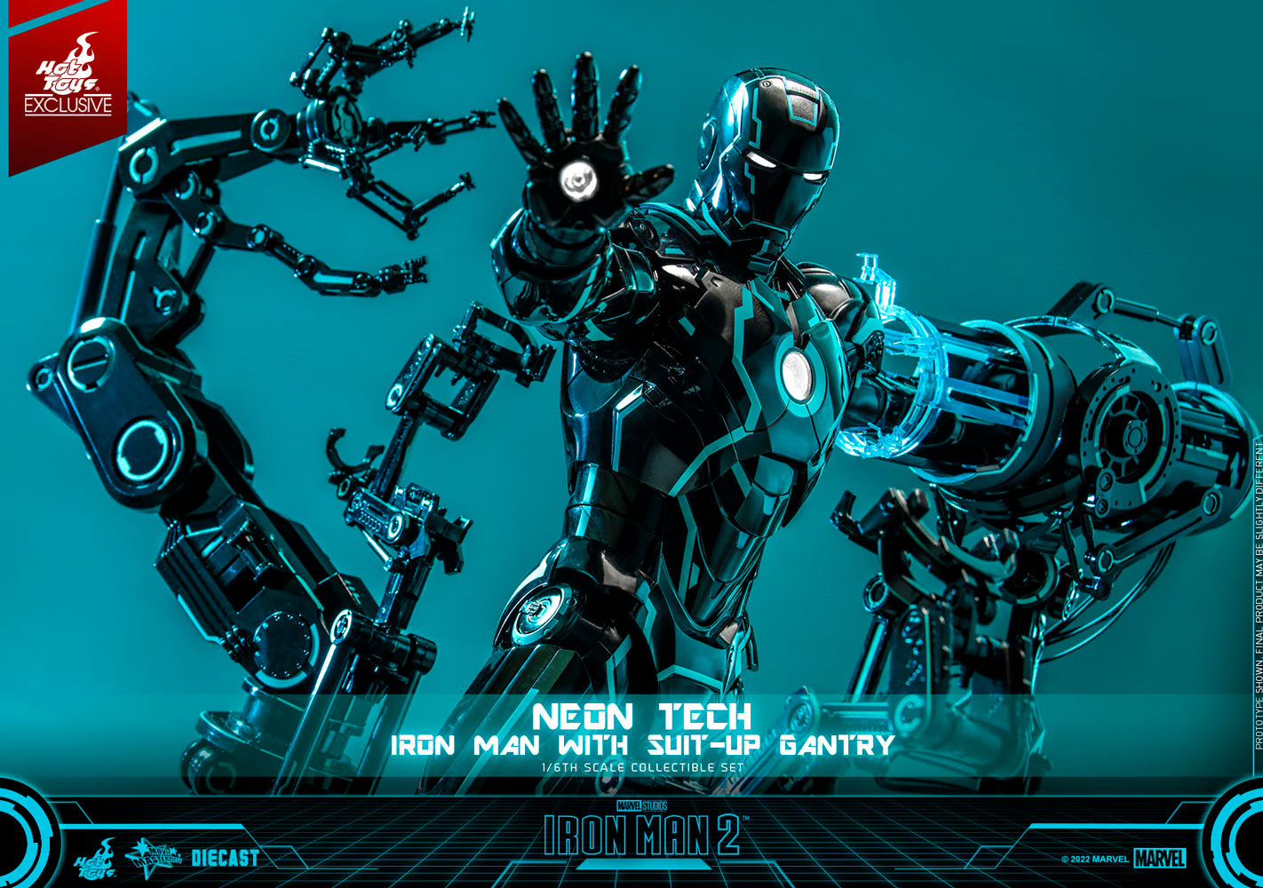 NEON TECH IRON MAN WITH SUIT UP GANTRY