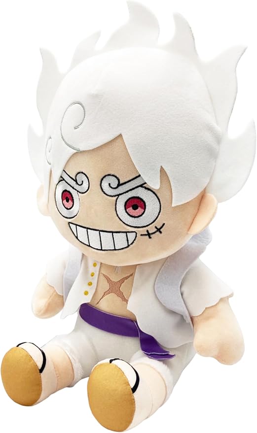 One Piece Monkey D. Luffy Gear 5 Grin Sitting Pose 12-Inch Plush