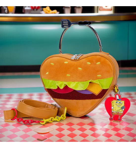 SPONGEBOB SQUAREPANTS HEART KRABBY PATTY PLUSH CROSSBODY BAG