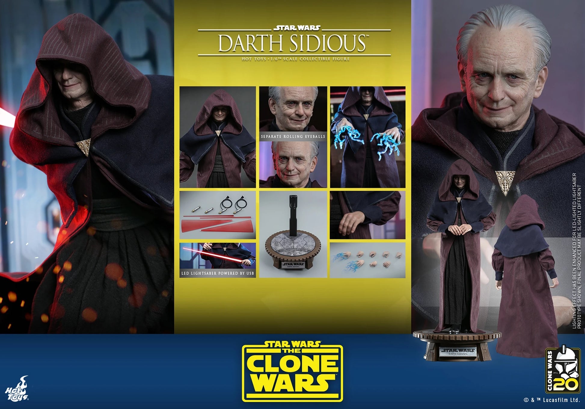 STAR WARS DARTH SIDIOUS SIXTH SCALE FIGURE BY HOT TOYS