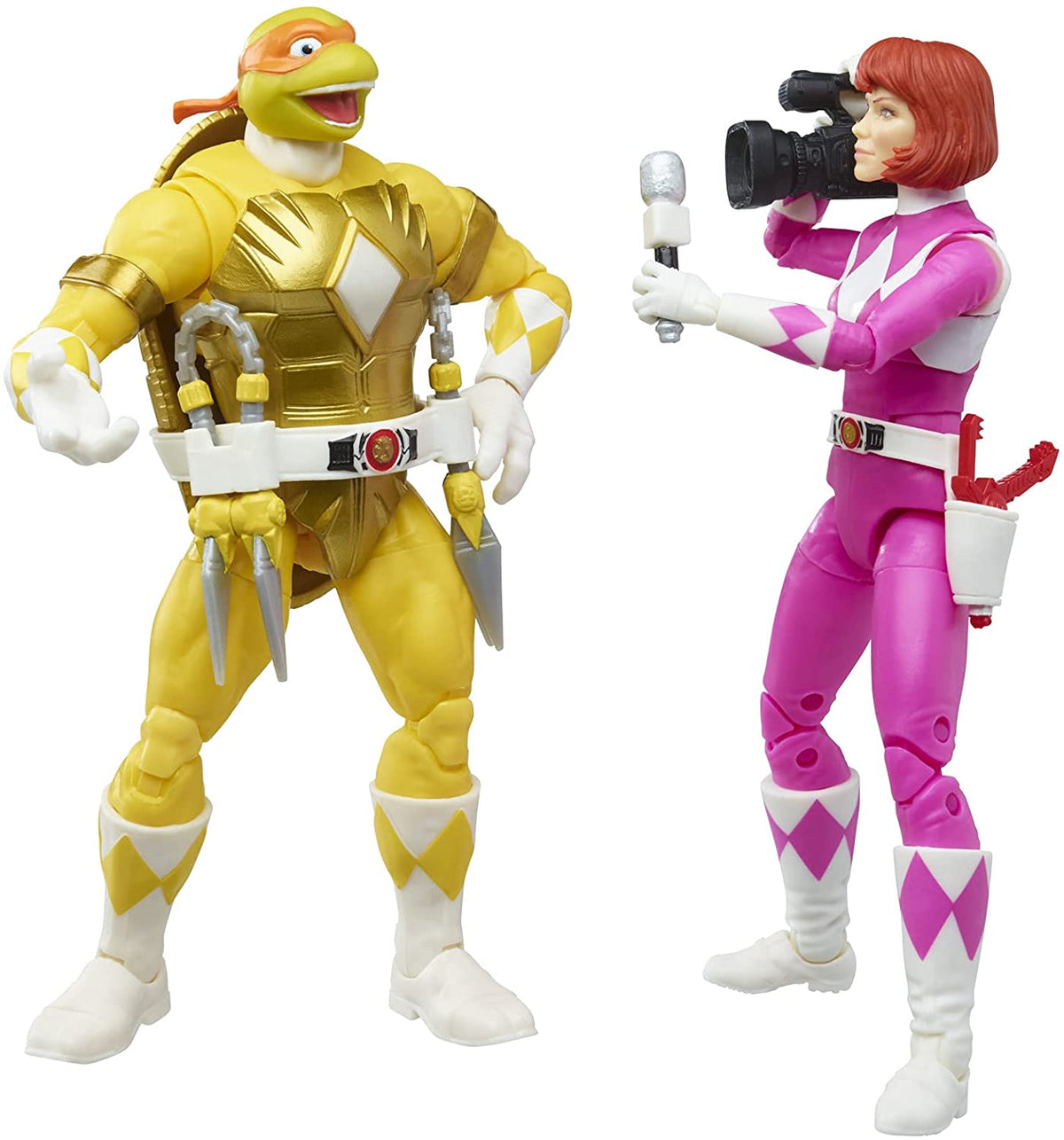 Hasbro MMPR/TMNT Lightning, Mike and April as Yellow and Pink Rangers