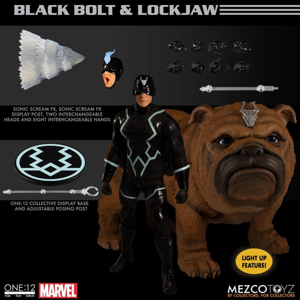 Mezco Toyz One 12 Inhumans Black Bolt and Lockjaw