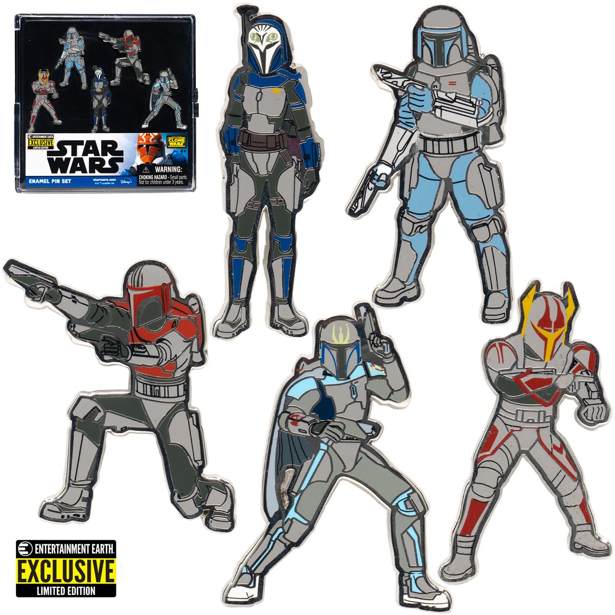 Star Wars: The Clone Wars Mandalorians Enamel Pin 5-Pack - Entertainment Earth Exclusive